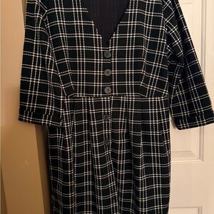 Zara Charcoal and White Checkered Dress